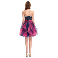 Hot Sale Stock Strapless Sequins De Organza Vestido De Baile Vestido Curto CL4976